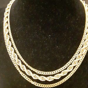 Vintage Monet Triple Strand Gold Tone Necklace